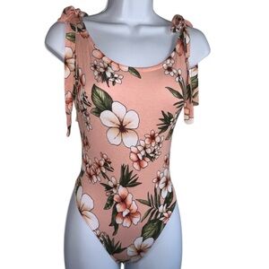Forever 21 Tropical Print Bodysuit in Salmon/ Olive NEW!